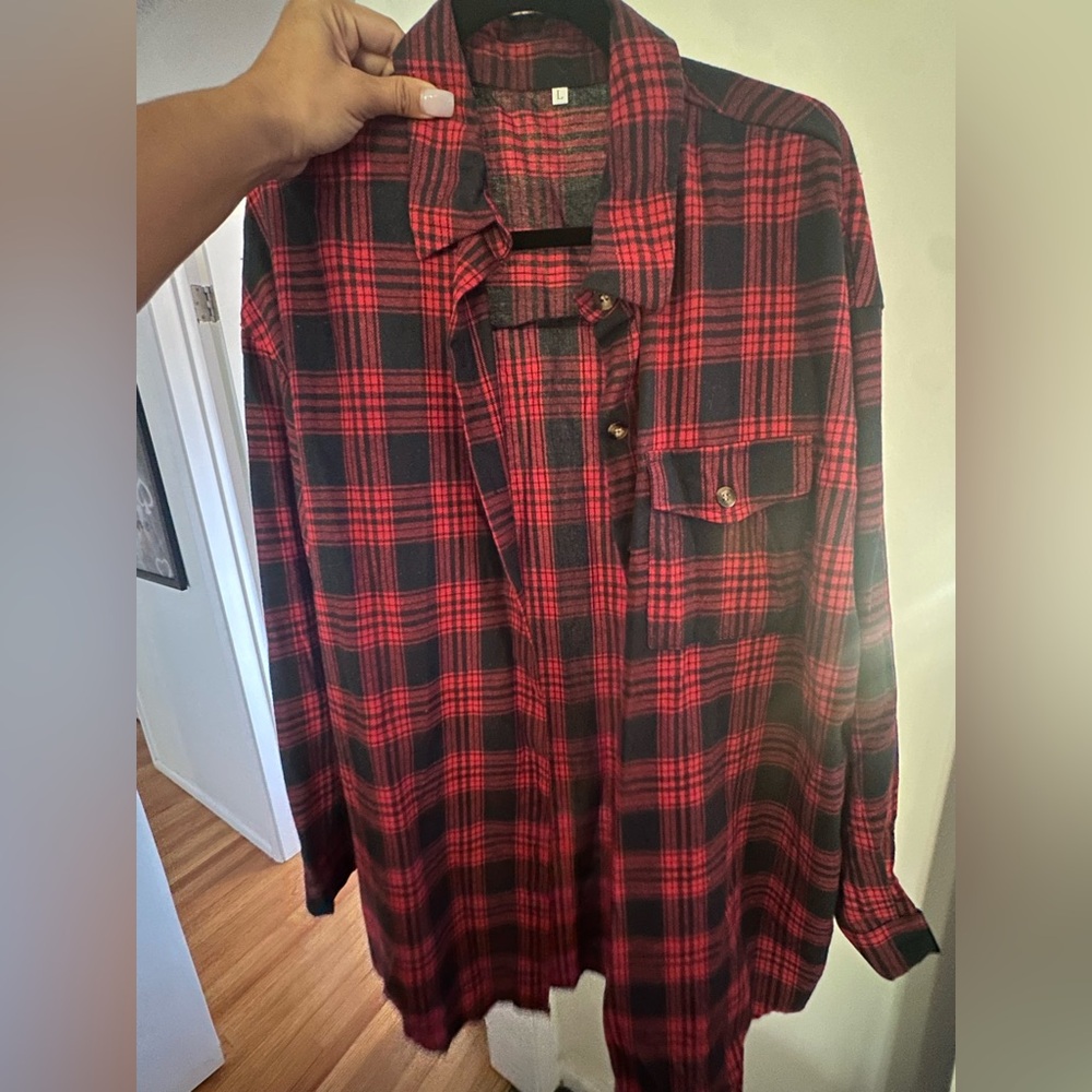 Red & Black Plaid Button-Up Shirt NEW